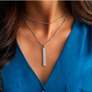 Pavé Bar Long Pendant Necklace - BRAND NEW!